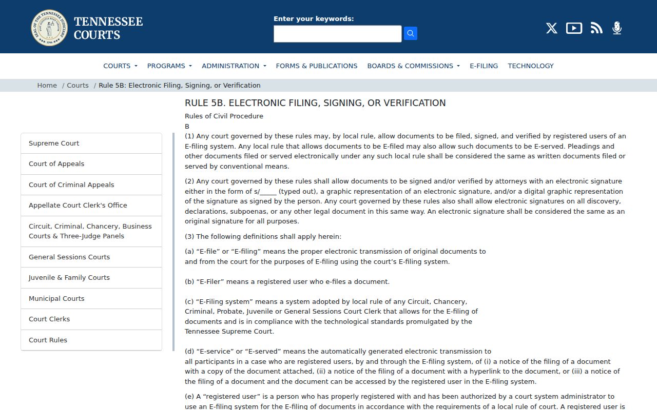 Dyer County civil docket electronic filing rule