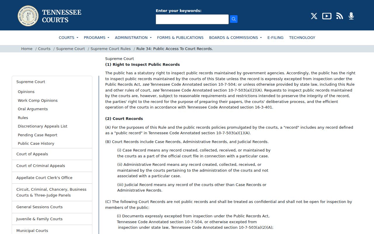 Dyer County civil docket Rule 34 public access