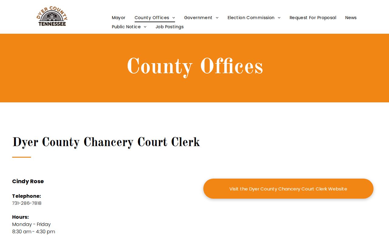 Dyer County court docket clerk office directory