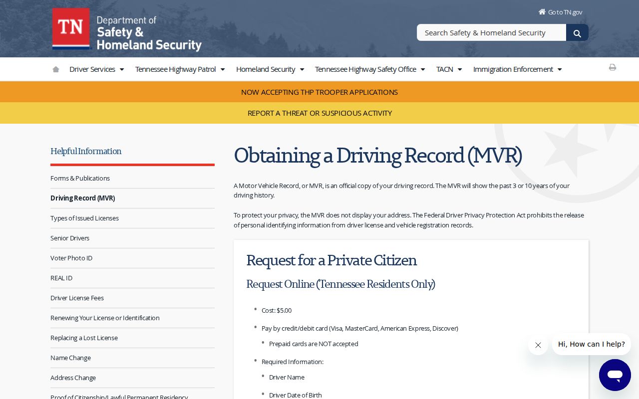 Dyer County traffic court record compared with Tennessee driver records