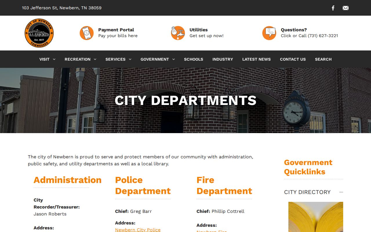 Newbern court docket City Hall clerk department