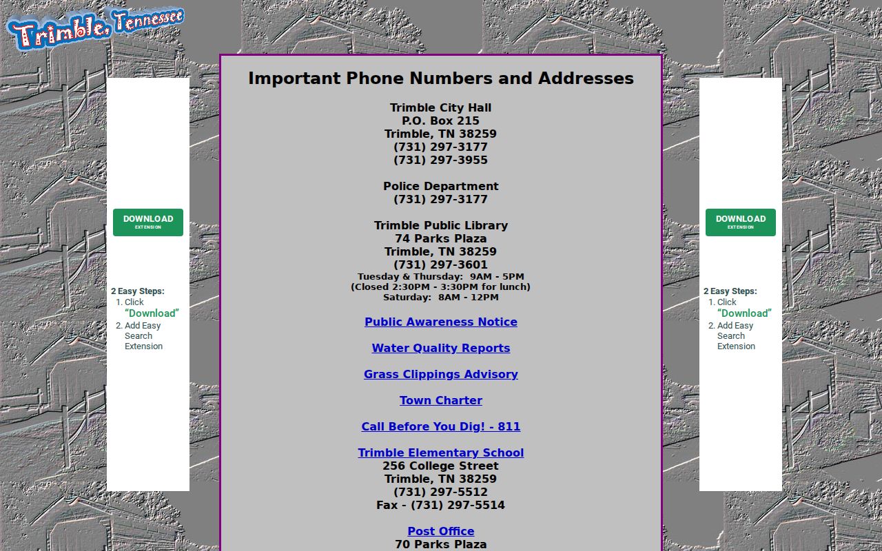 Trimble court docket Town Hall contact information